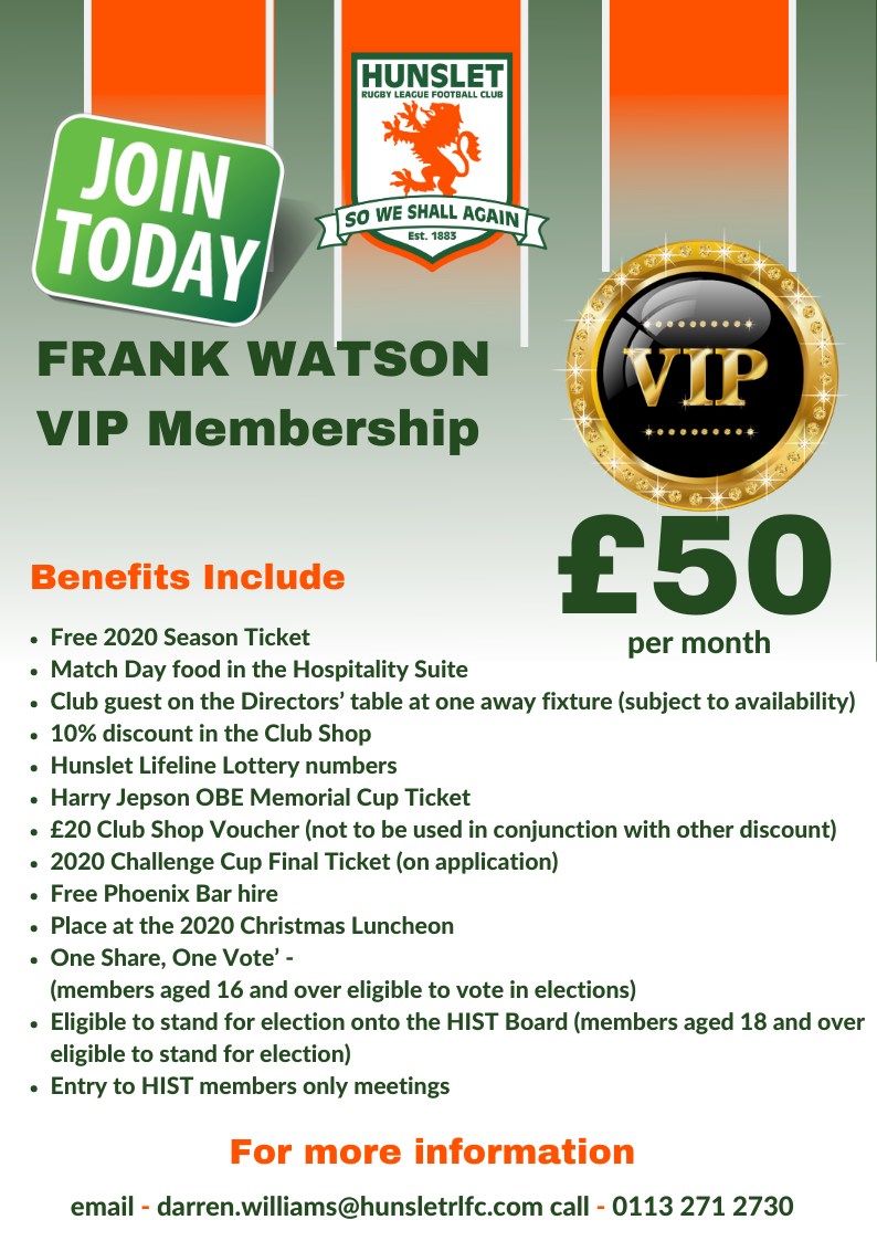 Frank Watson - VIP membership