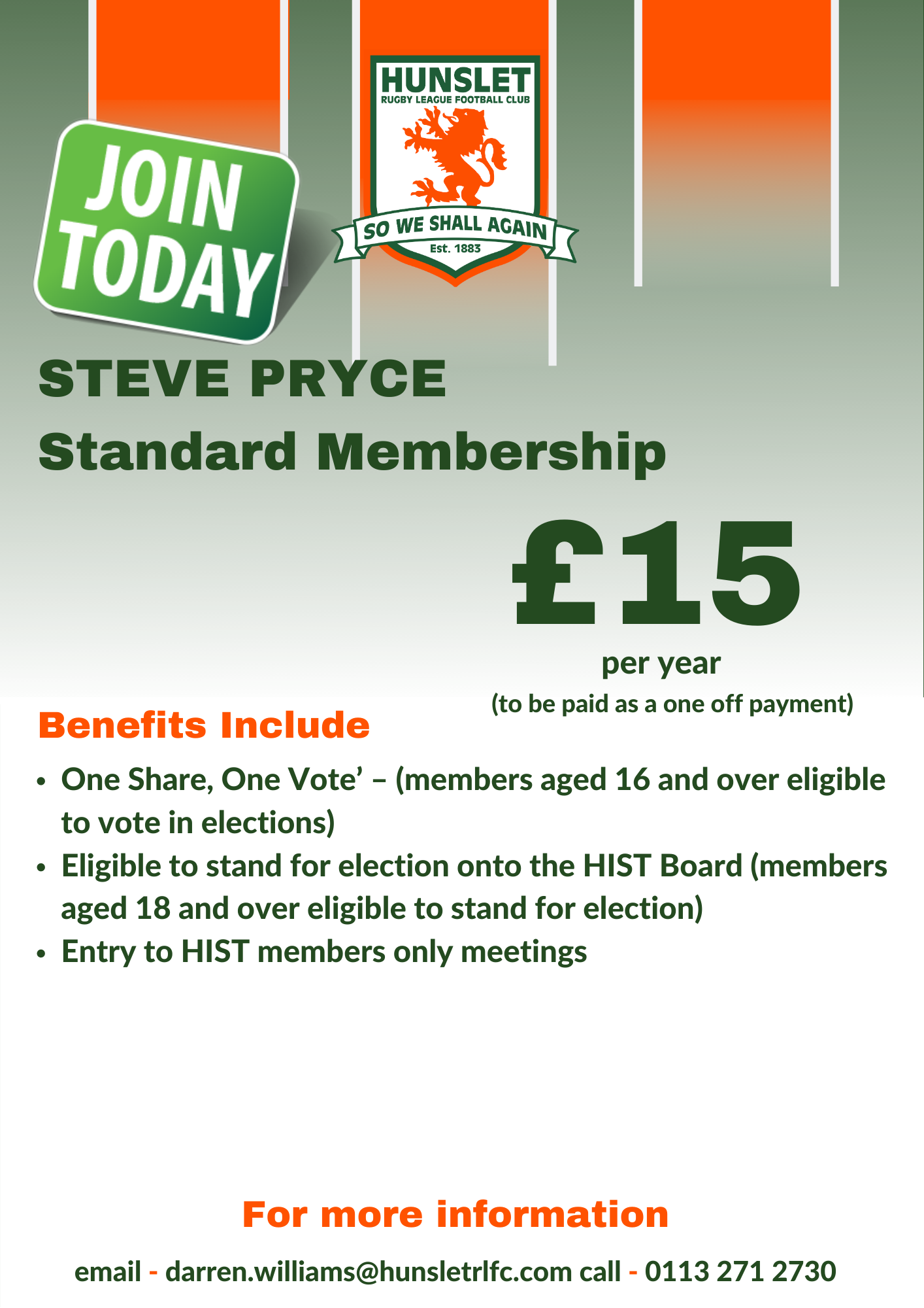 Steve Pryce - Standard membership